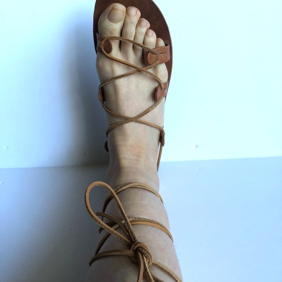 Almost new Leather Handmade Greek Gladiator lace up sandals - Picture 6 of 7